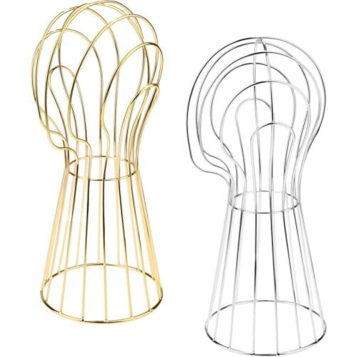 2Pcs Silver/Golden Color 20 Inches Freestanding Metal Mannequin Head Stand Hat Cap Display Rack Wig Holder Rack