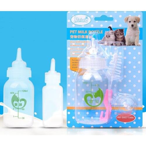 3pcs/set 60ml 150ml Newborn Pet Nursing Bottle Feeding Milk Water Bottle with Brush Small Pet Rabbit Dog Puppy Cat Feeder