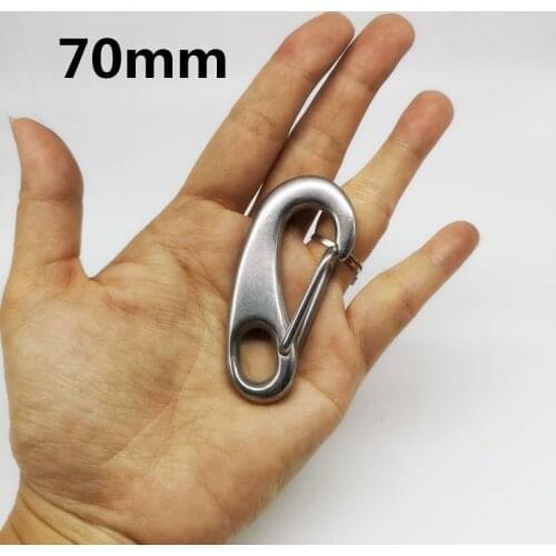 5PCS 304 Stainless Steel 70MM Gate Spring Snap Hook Clip High Polished Spring Egg Shape Snap Hook