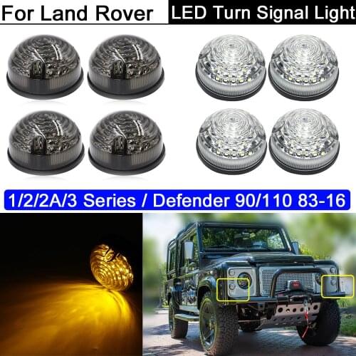 4Pcs Smoke/Clear Front Rear Amber Turn Signal indicator Light For Land Rover 1/2/2A/3 Series 1950-1979 Defender 90/110 1983-2016