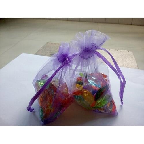50pcs 11*16 Purple gift bags for jewelry/wedding/christmas/birthday Organza Bags with handles Packaging Yarn bag