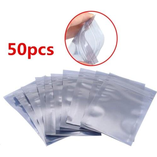 50pcs Antistatic Aluminum Storage Bag 4 size Ziplock Bags Resealable Anti Static Pouch For Electronic Accessories Package Bags