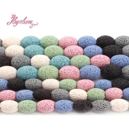 8x12,10x14mm Olivary Mutil-color Lava Rock Volcanic Stone LooseBeads for DIY Necklace Bracelats Jewelry Making 15" Free Shipping