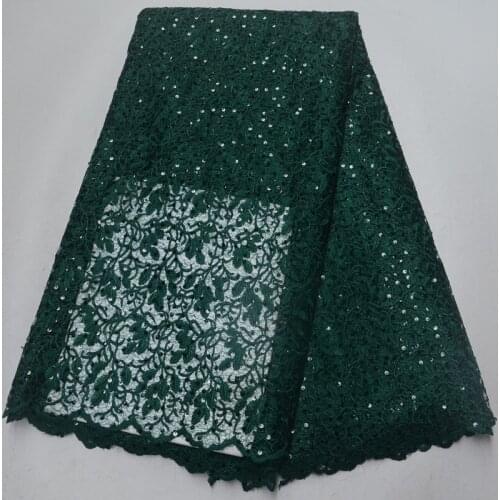 9 colors (5yards/pc) deep green African sequins lace fabric fashion guipure lace fabric with embroidery for party dress FLP152