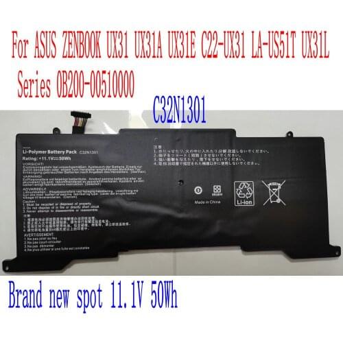 High Quality 11.1V 50Wh C32N1301Battery For ASUS ZENBOOK UX31 UX31A UX31E C22-UX31 LA-US51T Laptop