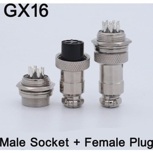4pieces GX16 Aviation Plug Socket Connector Silver-plated Copper Pin Circular Aviations 2/3/4/5/6/7/8/9 Pins