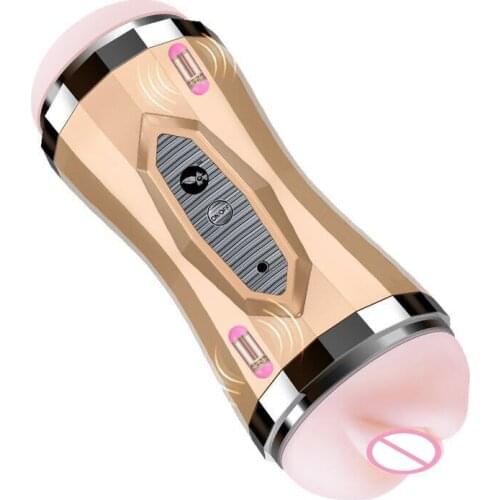 Automatic Masturbator Real Pussy Dual Hole Sucking Masturbation Cup Realistic Vagina Mouth Oral Aircraft Cup Sex Toys for Man