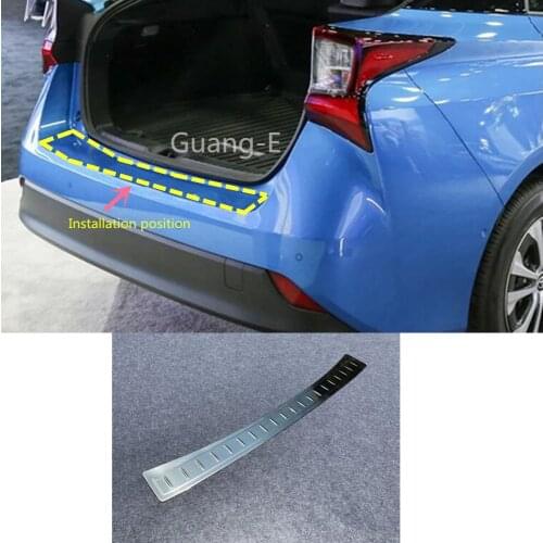 For Toyota Prius 2019 2020 Car Sticker External Outside Rear Bumper Panel Trunk Trim Cover Stainless Steel Plate Pedal 1pcs
