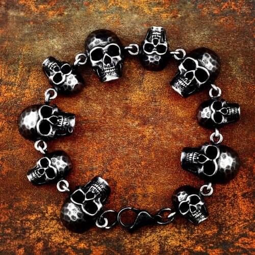 Beier 316L stainless steel Punk retro and steel skull mens bracelet large and small with high quality jewelry LLBC8-064C