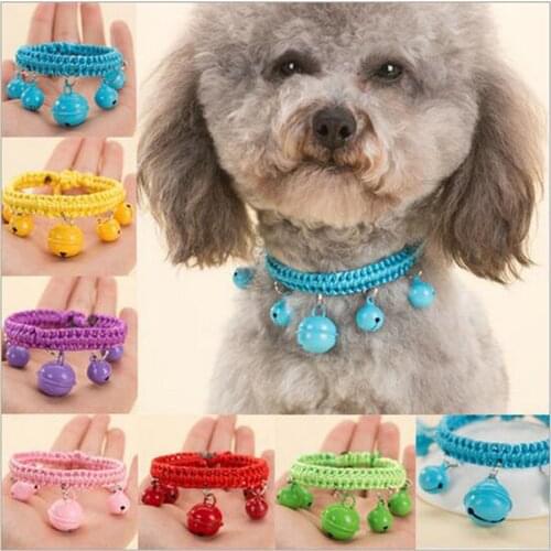 Free Shipping 10PCS/Lot Pet Leads Mix Colors Lovely Adjustable Pet Collars With Bell Cat Dog Necklace Pet Supplies S/M/L