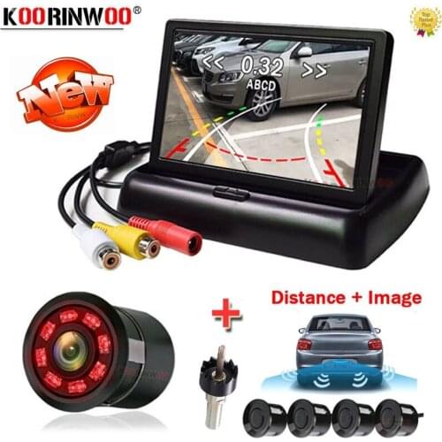Koorinwoo HD Wireless Car Parking Sensor Foldable Monitor backup Intelligent Dynamic Trajectory Tracks Vehicle Rear View Camera