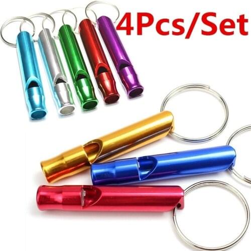4Pcs/Set Aluminum Alloy Small Whistle Key Ring Keychain for Outdoor Survival Camping Emergency Sport Safety Rape Whistle