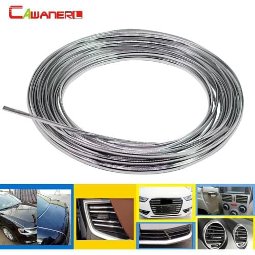 Cawanerl 1 Piece Car Styling Chrome Silver Trim Decoration Strip For Car Door Guard Grille Air Conditioner Outlet Vent 400CM