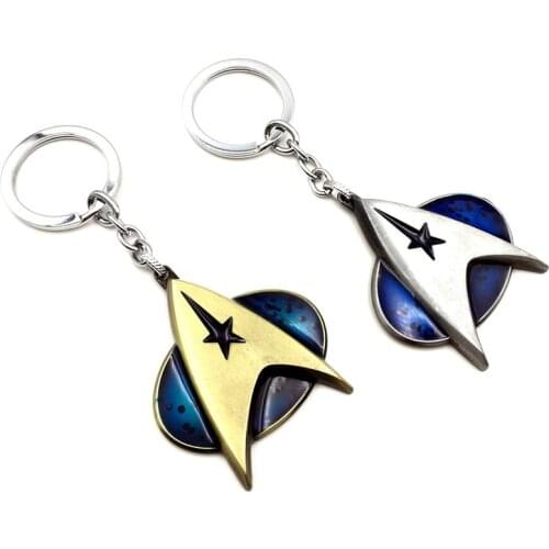 Gold Silver Color Star War Trek Key Chain Enterprise Command Logo Key Chains Communicator Darkness Starfleet Jewelry Accessories