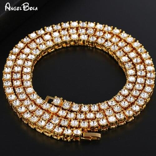 Fashion New Mens Punk Hip Hop Cold Tennis Chain Necklace Luxury Brand Silver Gold Black Jewelry Unisex Gift