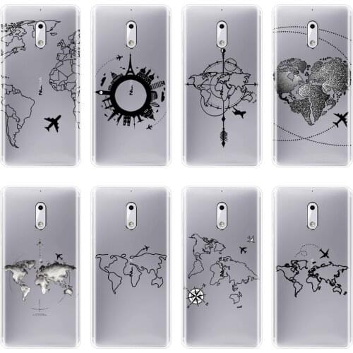 Phone Case For Nokia 8 6 5 3 2 1 Plus Travel Map Silicone Back Cover For Nokia X71 X6 7 Plus Nokia2 Nokia3 Nokia5 Nokia6 Case