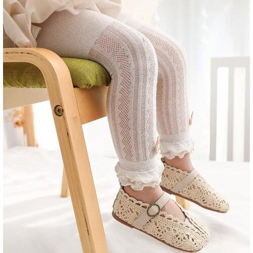 Kids Summer Lace Leggings For Girl Shaping Cute Pants Children Cotton Mesh White Tights Toddler Trouser Baby Accessories Fashion