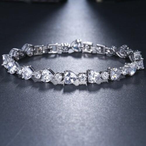 Ekopdee New Trendy Luxury Geometric Cubic Zirconia Bracelet For Women Girls Vintage Gold Zircon Bracelets Female Wedding Jewelry