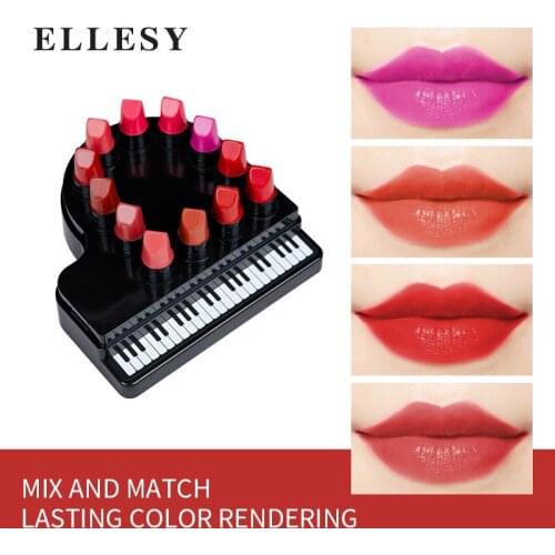 Ellesy 12 Colors/set Lipstick Velvet Matte Lipstick Sample Moisturizing And Nourishing Non-stick Cup Waterproof Lipstick TSLM2