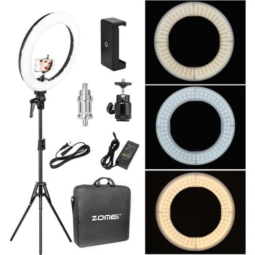 Zomei 18 inch LED Ring Light Dimmable Photographic Lighting Studio Video light 3200-5600K for phone Makeup Live Youtube portrait