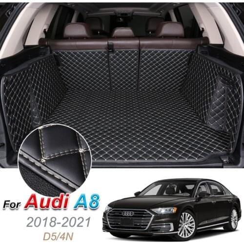 Leather Car Trunk Mat For Audi A8 D5 4N 2018-2021 Cargo Liner Trunk Floor Pad Carpet Auto Accessories