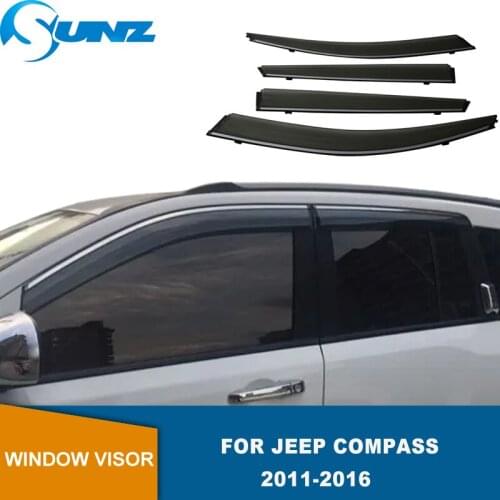 Car Window Visor For Jeep Compass 2011 2012 2013 2014 2015 2016 Sun Rain Smoke Vent Shade Tape-On Outside Visors SUNZ