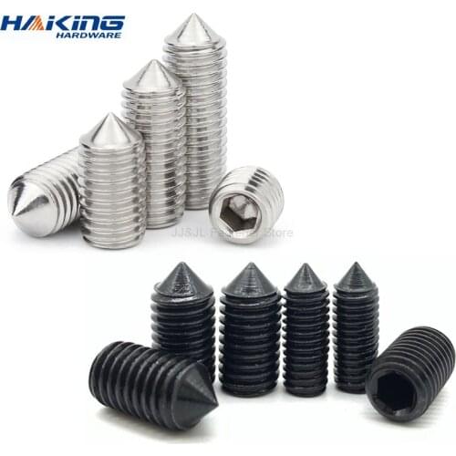 M2 M2.5 M3 M4 M5 M6 M8 Cone Point Grub Set Screws Bolts 304 Stainless Steel 12.9 Black Steel Allen Head Socket Hex Hexagon Screw
