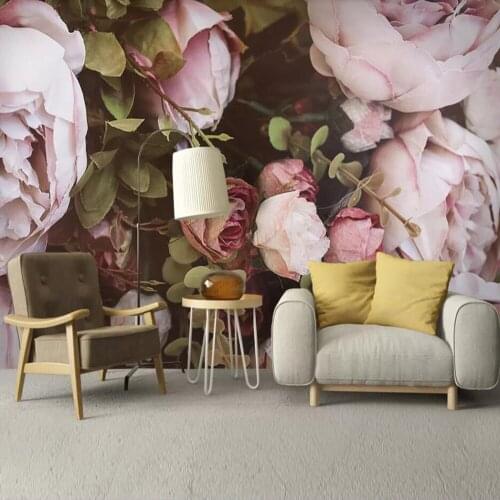 Milofi custom 3D wallpaper mural Nordic minimalist small fresh rose living room wall decoration wallpaper mural