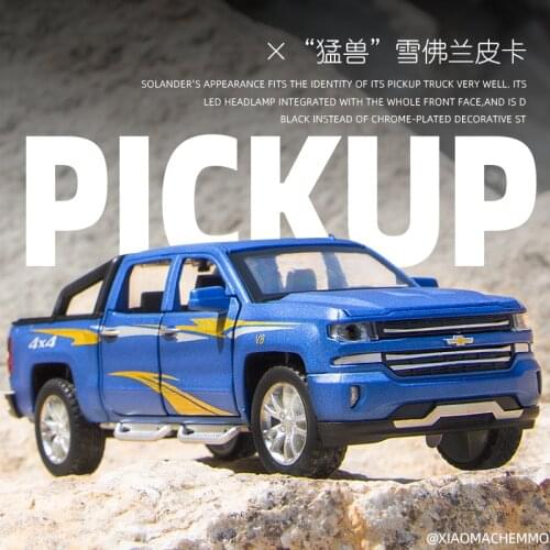 1:32 Chevrolet Silverado Pickup Alloy Car Model Diecast Toy Vehicle High Simitation Cars Toys For Children Kids Gifts