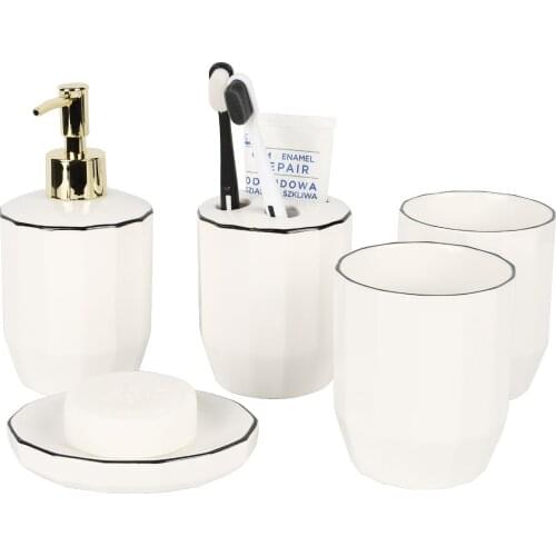 5Pcs Bathroom Accessories Set Lotion Dispenser Soap Pump, Toothbrush Holder, Tumblers, Soap Dish Bathroom Home Decor