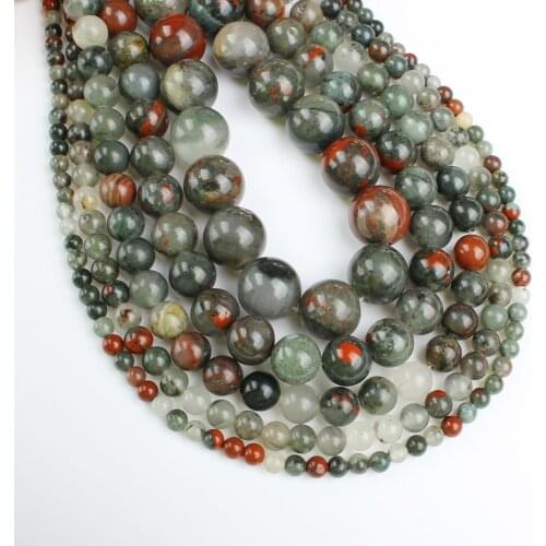 New Natural Semi-precious African Bloodstone Loose Beads Beadwork Bracelet Necklace Chain DIY Jewelry Making Accessories B29