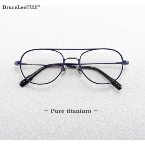 Japanese Handmade Pilot Ultralight Titanium Glasses Frame Men Women Vintage Square Double Beam Prescription Eyeglasses with box