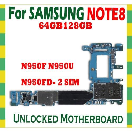 Original Unlocked Motherboard For Samsung Galaxy Note 8 N950F N950U N950FD 2 SIM Full Chips Unlock Logic Board Mainboard Android