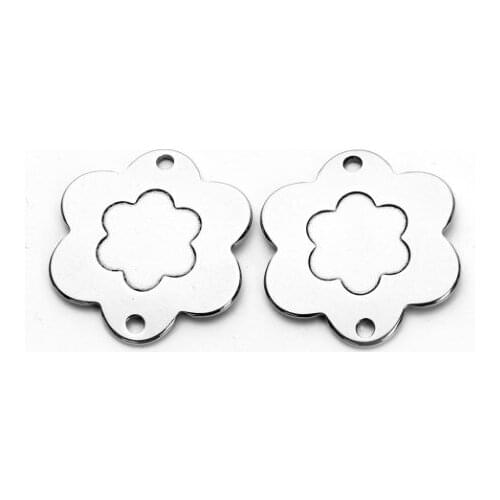 5pcs/lot 32mm Flower type stainless steel Connector Metal Alloy Pendant For DIY bracelet Jewelry Making fg3d