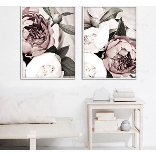 Pink White Mosaic Poster Scandinavian Plant Wall Art Canvas Painting Home Decor Living Room Retro Pictures and Prints Frameless
