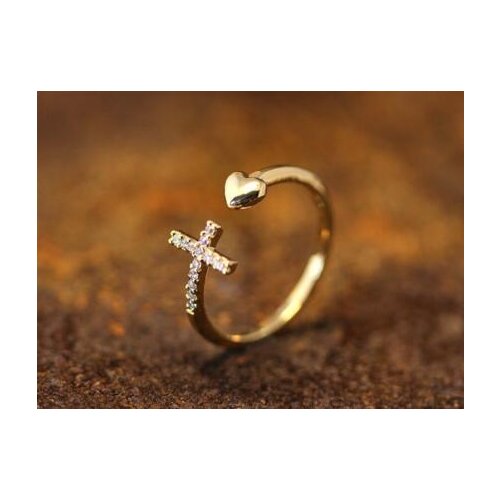 Drop shipping-Open Heart Arrow Cross Ring