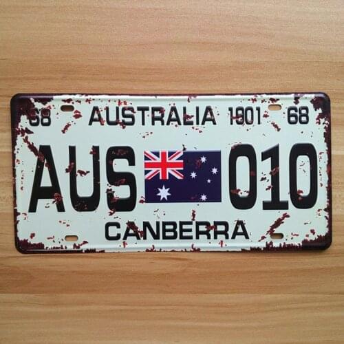 RONE134 vintage license Car plates " Australia AUS-010 canberra " vintage metal tin signs garage painting plaque picture 15x30