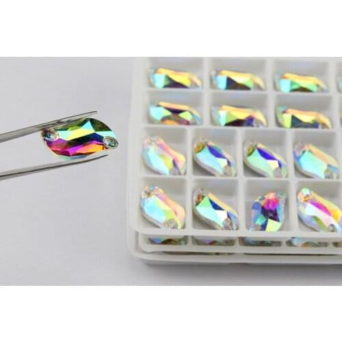 Sew on Rhinestone S Shape Crystal AB Color Glass Sewing Glass Sewing 3254 Diamond Leaf Sew-on Stone for Wedding Dress