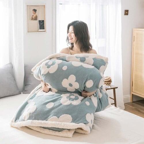 Svetanya Nordic Flowers Thick Winter Throws Blanket Quilted Jacquard Berber Fleece Sherpa Plaids S M L Size Soft Warm