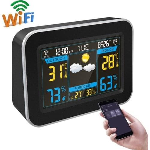 Led Smart Alarm Clock Digital Color screen weather station WiFi Clock Living Room Office Bedroom Table Clock Led Despertador