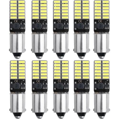 100X BA9S T4W T11 LED Bulbs Canbus 4014 24 SMD No Error Interior Reading Lights Car Parking Light License Plate Bulbs Yellow 12V