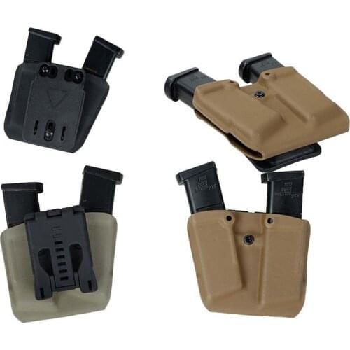 Tactical Belt Clip Mount 0305 Kydex Double Mag Pouch Holster for G17 BK/DE/KH