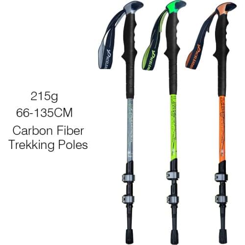 Telescopic Trekking Pole Carbon Fiber Ultralight 215g 3 Section Climbing Walking Sticks for Camping Tent Hiking Alpenstocks