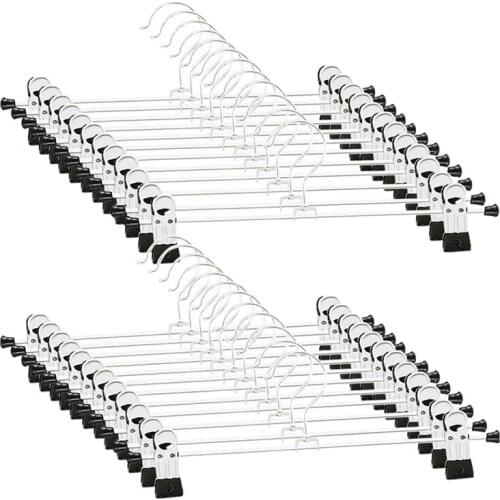 24 PCS Skirt Hangers with Clips, Pants Hanger Metal Pant Hangers Space Saving for Pants Skirts Clothes clip hanger