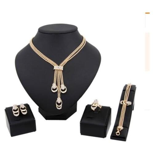 Female fashion exaggeration Chain earrings bracelet rings Pendant necklace jewelry sets American alloy Women wedding Gift