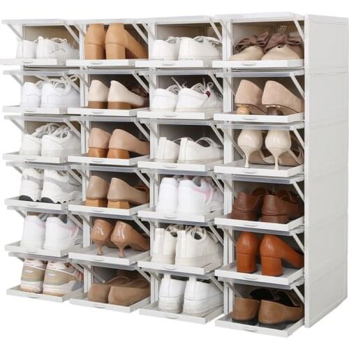 For Woman Shoes Plastic Pull Shoe Storage Box Container Case Transparent Stackable Shoes Boxes Cabinet Organizer Flip Drawer