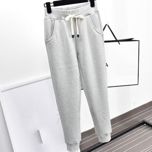 2019 Plus Size Autumn Winter Women Thick Plus Velvet Loose Solid Color Harem Sweatpants Fashion Warm Casual Pants HK186