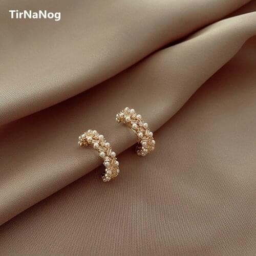 Shamir 2020 New C Earrings South Korea Design Geometry Letters Of Pearl Earrings Girl Jewelry Gifts