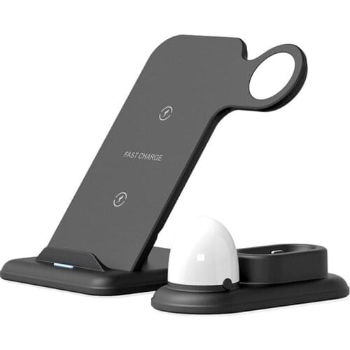 10 W Wireless Charger Station, 4-in-1 Fast Wireless Charging Dock Stand With LED Lamp for iPhone,Galaxy,Apple Watch,TWS Headset