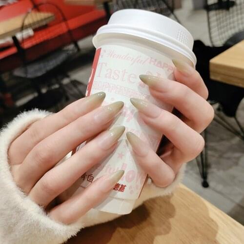 24PCS/box stiletto nail tips Gradients wear Mid-length paragraph fashion Manicure patch fake nail tips full cover acrylic